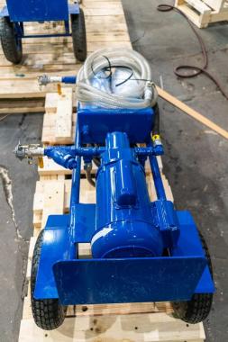 blue pump filter cart